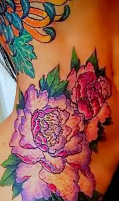 traditional peony tattoo for body