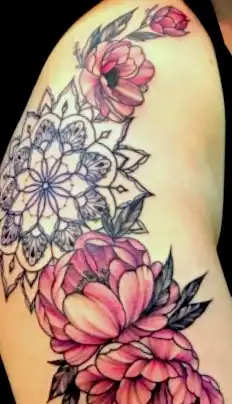 traditional tattoo of peonies